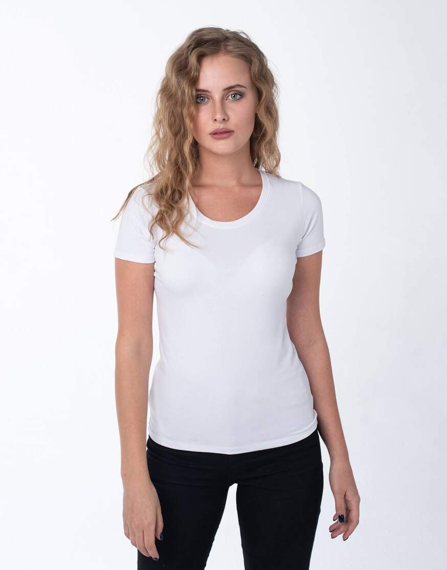 Белая женская футболка с лайкрой оптом