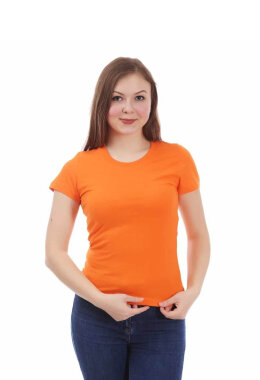 Оранжевая женская футболка с лайкрой Оранжевая женская футболка с лайкрой