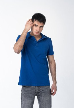 Синяя рубашка ПОЛО с эластаном мужская Синяя рубашка ПОЛО с эластаном мужская